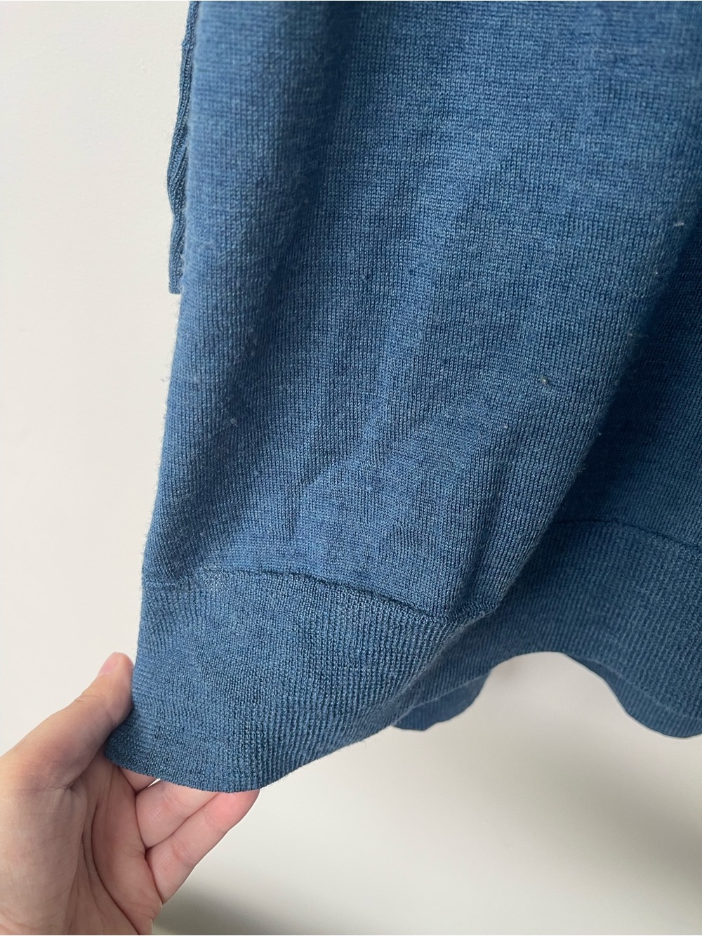 Eileen Fisher | Blue V Neck Merino Wool Long Sleeve Sweater - Picture 4 of 8